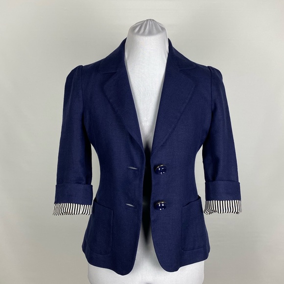 EUC Kate Spade Alix Blazer in French Navy Size 0 - Picture 6 of 8